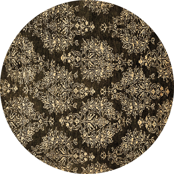 Round Machine Washable Abstract Brown Modern Rug, wshabs363brn