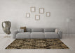 Machine Washable Abstract Brown Modern Rug in a Living Room,, wshabs363brn