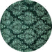 Round Abstract Turquoise Modern Rug, abs363turq