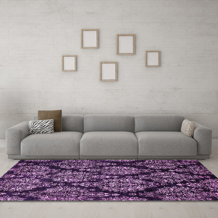 Machine Washable Abstract Purple Modern Area Rugs in a Living Room, wshabs363pur
