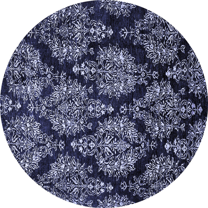 Round Abstract Blue Modern Rug, abs363blu