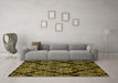 Machine Washable Abstract Yellow Modern Rug in a Living Room, wshabs363yw