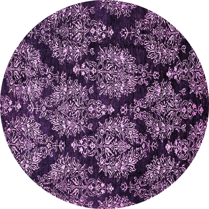 Round Machine Washable Abstract Purple Modern Area Rugs, wshabs363pur