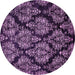 Round Machine Washable Abstract Purple Modern Area Rugs, wshabs363pur