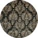 Round Machine Washable Abstract Brown Rug, wshabs363