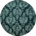 Round Abstract Light Blue Modern Rug, abs363lblu