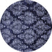 Round Machine Washable Abstract Blue Modern Rug, wshabs363blu