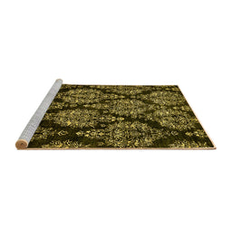 Sideview of Machine Washable Abstract Yellow Modern Rug, wshabs363yw
