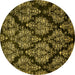 Round Machine Washable Abstract Yellow Modern Rug, wshabs363yw