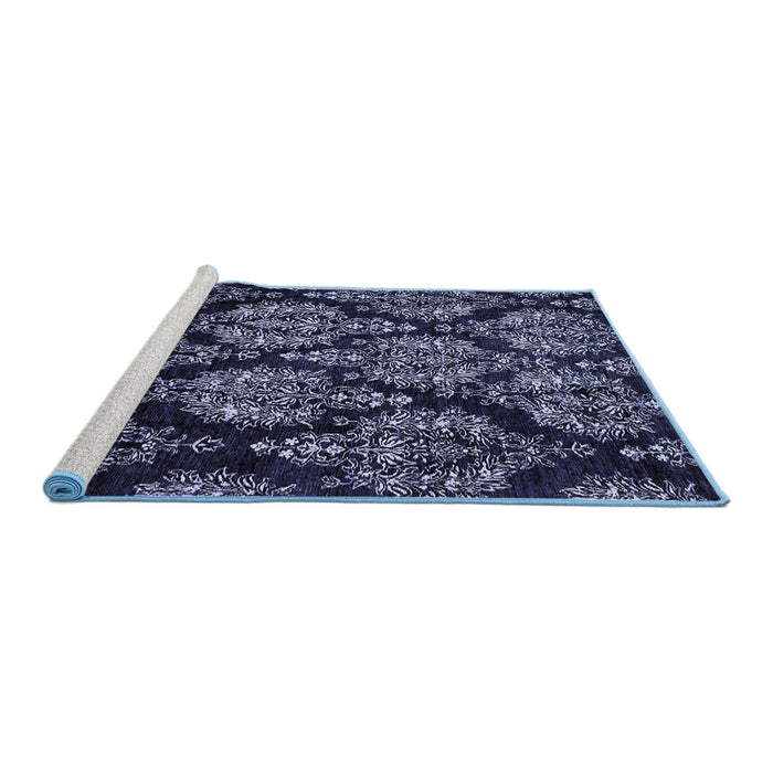 Sideview of Machine Washable Abstract Blue Modern Rug, wshabs363blu