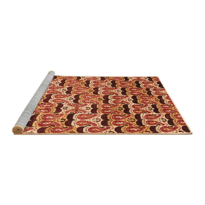 Sideview of Machine Washable Abstract Orange Rug, wshabs3640