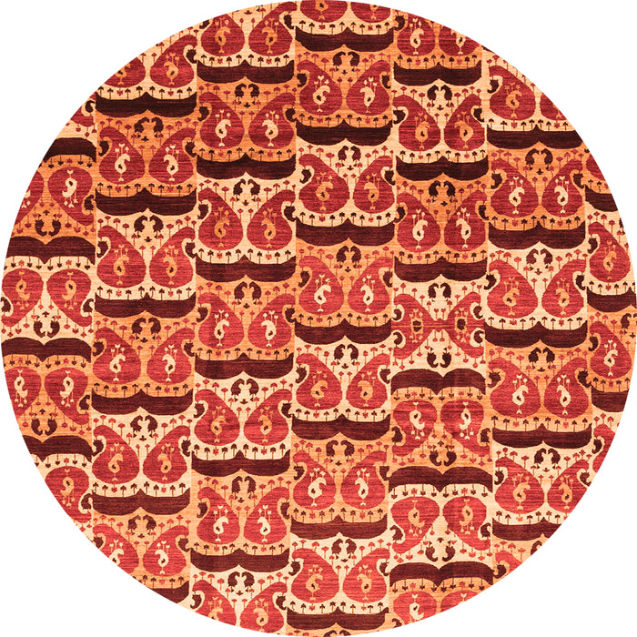 Round Oriental Orange Modern Rug, abs3640org