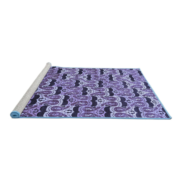 Sideview of Machine Washable Oriental Blue Modern Rug, wshabs3640blu