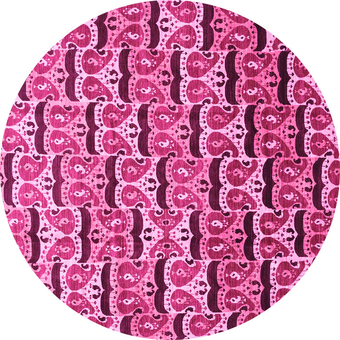 Round Oriental Pink Modern Rug, abs3640pnk