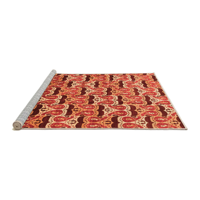 Sideview of Machine Washable Oriental Orange Modern Area Rugs, wshabs3640org