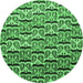 Round Machine Washable Oriental Emerald Green Modern Area Rugs, wshabs3640emgrn