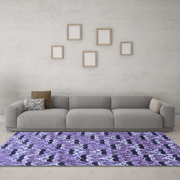 Machine Washable Oriental Blue Modern Rug in a Living Room, wshabs3640blu