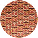 Round Abstract Orange Oriental Rug, abs3640