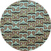 Round Machine Washable Oriental Light Blue Modern Rug, wshabs3640lblu