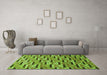 Machine Washable Oriental Green Modern Area Rugs in a Living Room,, wshabs3640grn