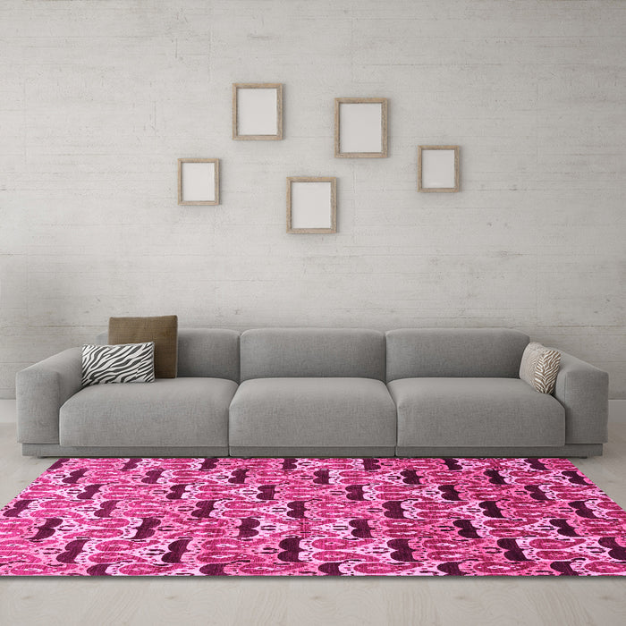 Machine Washable Oriental Pink Modern Rug in a Living Room, wshabs3640pnk