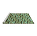 Sideview of Machine Washable Oriental Turquoise Modern Area Rugs, wshabs3640turq