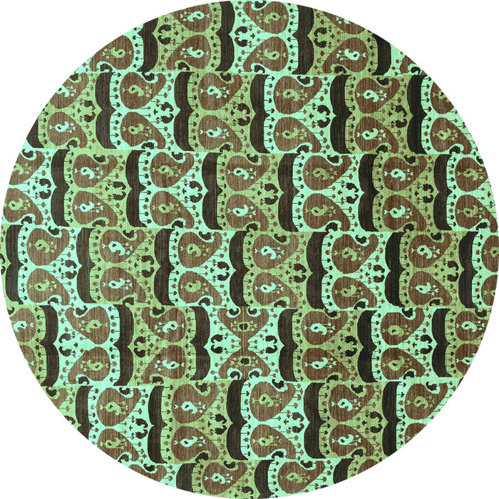 Round Oriental Turquoise Modern Rug, abs3640turq