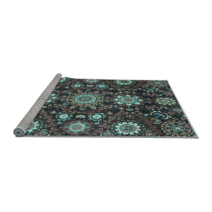 Sideview of Machine Washable Oriental Light Blue Modern Rug, wshabs3641lblu