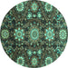 Round Oriental Turquoise Modern Rug, abs3641turq