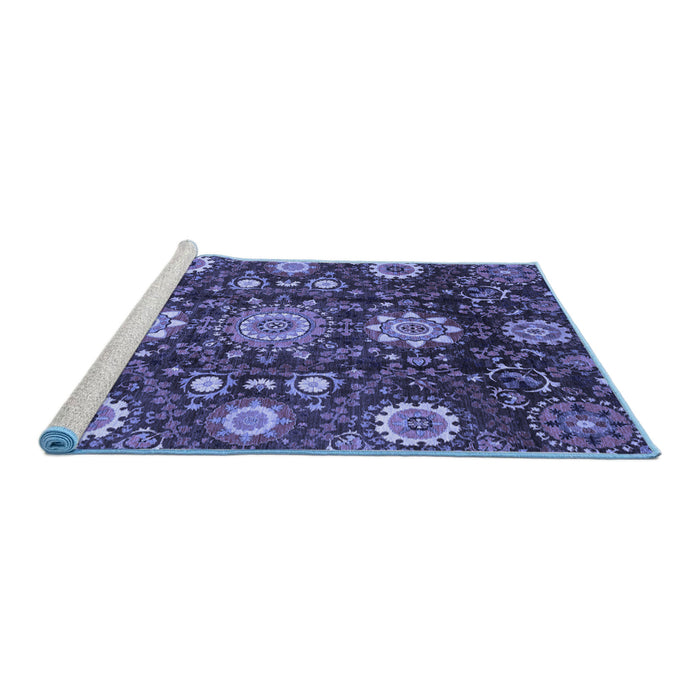 Sideview of Machine Washable Oriental Blue Modern Rug, wshabs3641blu
