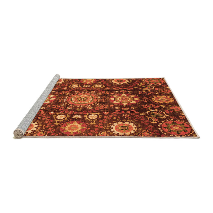 Sideview of Machine Washable Oriental Orange Modern Area Rugs, wshabs3641org