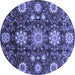 Round Machine Washable Oriental Blue Modern Rug, wshabs3641blu