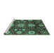 Sideview of Machine Washable Oriental Turquoise Modern Area Rugs, wshabs3641turq