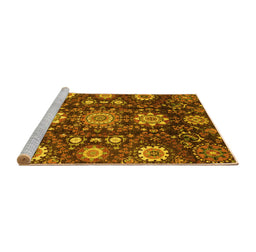Sideview of Machine Washable Oriental Yellow Modern Rug, wshabs3641yw
