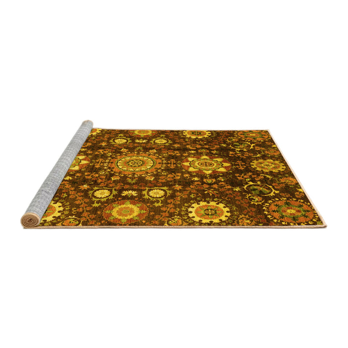 Sideview of Machine Washable Oriental Yellow Modern Rug, wshabs3641yw