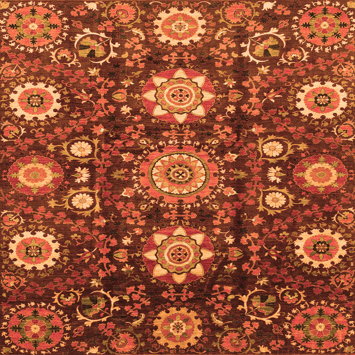Square Oriental Orange Modern Rug, abs3641org