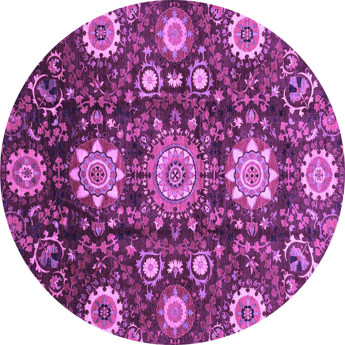 Round Machine Washable Oriental Purple Modern Area Rugs, wshabs3641pur