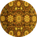 Round Machine Washable Oriental Yellow Modern Rug, wshabs3641yw