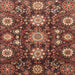 Square Abstract Saffron Red Oriental Rug, abs3641