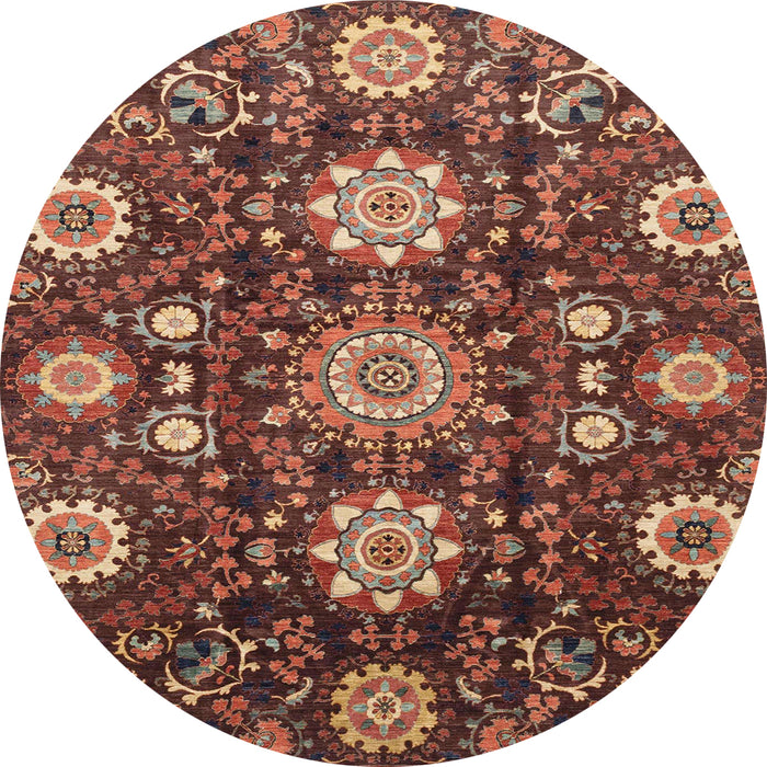 Round Machine Washable Abstract Saffron Red Rug, wshabs3641