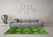 Machine Washable Oriental Green Modern Area Rugs in a Living Room,, wshabs3641grn