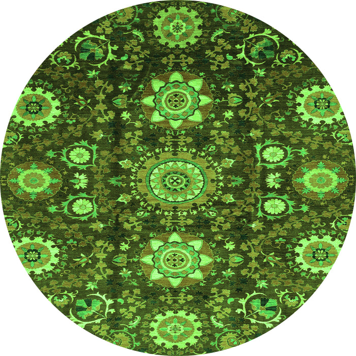 Round Oriental Green Modern Rug, abs3641grn