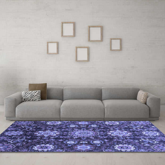 Machine Washable Oriental Blue Modern Rug in a Living Room, wshabs3641blu