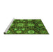 Sideview of Machine Washable Oriental Green Modern Area Rugs, wshabs3641grn