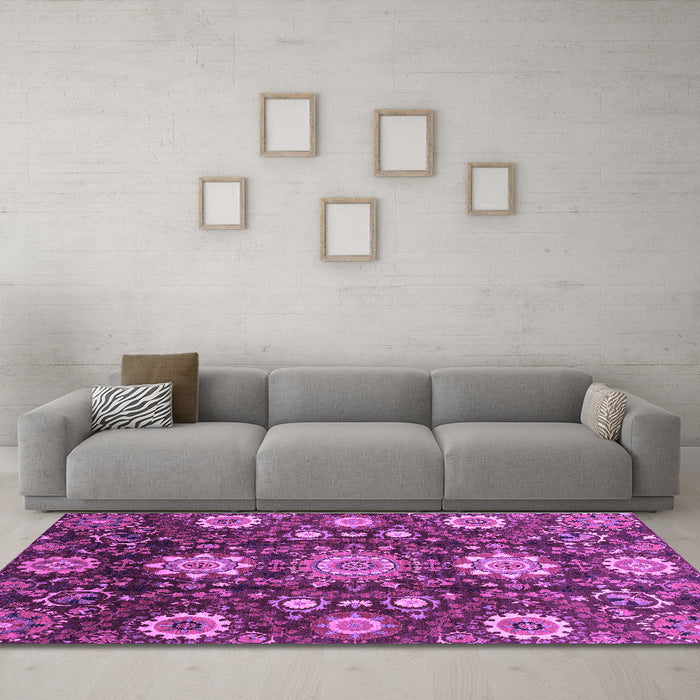 Machine Washable Oriental Purple Modern Area Rugs in a Living Room, wshabs3641pur