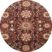 Round Abstract Saffron Red Oriental Rug, abs3641