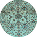 Round Oriental Light Blue Modern Rug, abs3642lblu