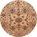 Round Abstract Red Oriental Rug, abs3642