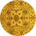 Round Oriental Yellow Modern Rug, abs3642yw