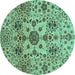 Round Oriental Turquoise Modern Rug, abs3642turq